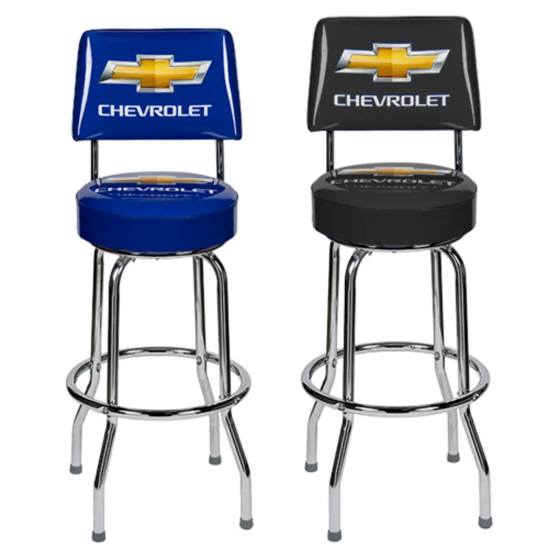 Gold Bowtie Chevrolet Counter Stool W/Back 1