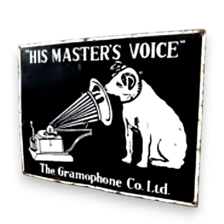 His Master's Voice Gramophone Co Rca Landscape Porcelain Enamel Vintage Metal Reproduction 1