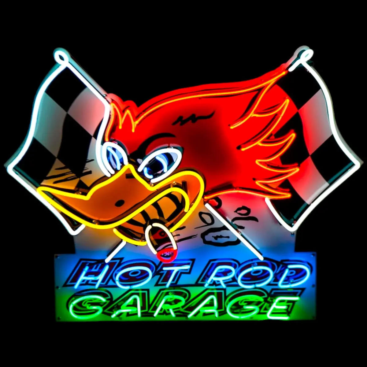 Mr. Horsepower Large Neon Sign - Vintage Hot Rod Garage - Real Glass, Porcelain, Die Cut Can 1
