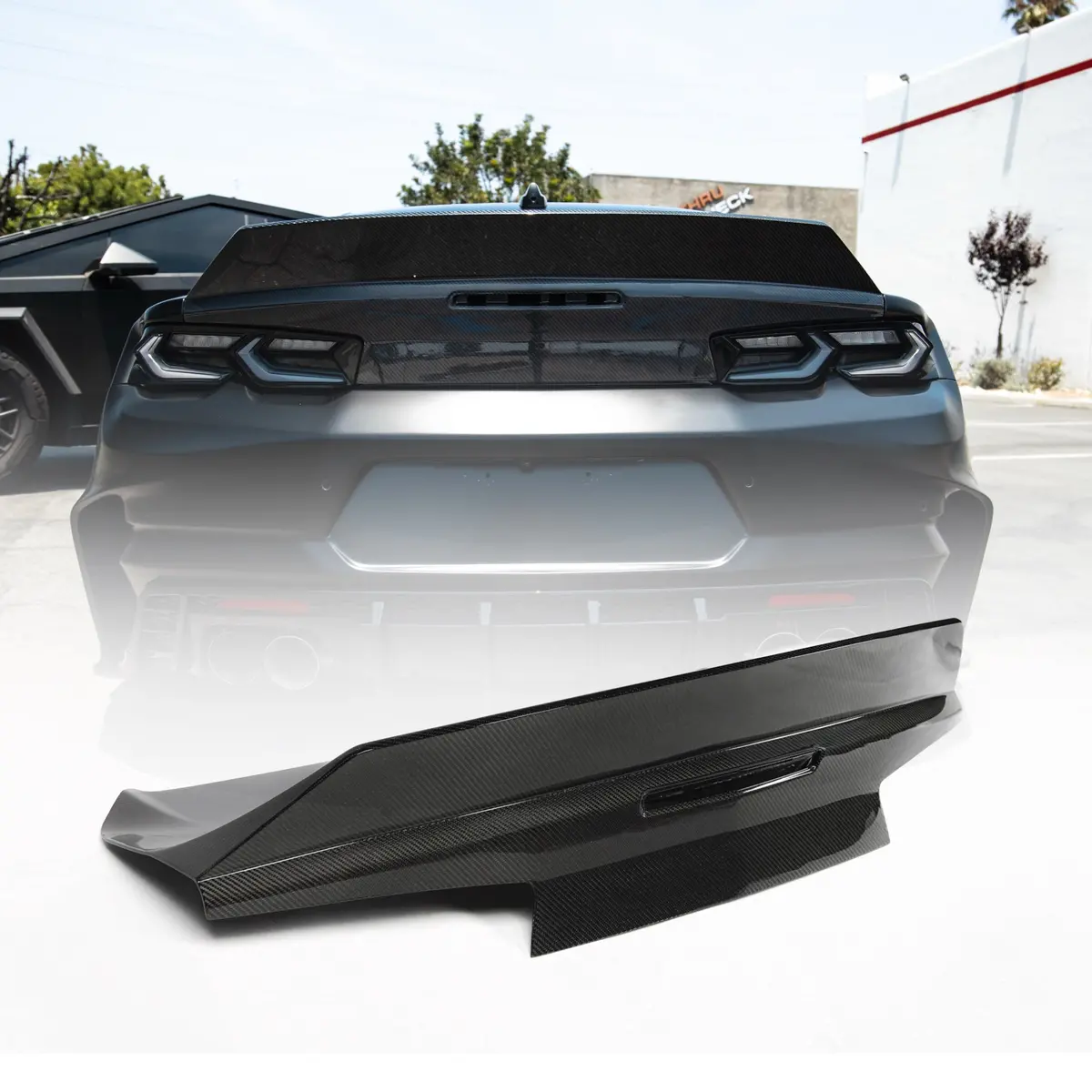 2016-2024 Camaro Type-X Double Sided Gloss Carbon Fiber Trunk W/ Integrated Spoiler 1