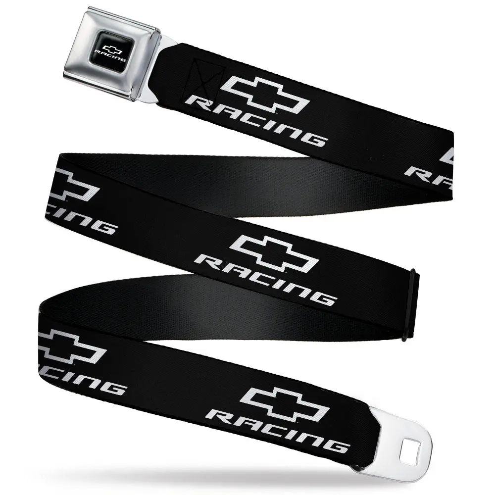 Chevy Bowtie Racing Logo Black & White Seatbelt Belt 1
