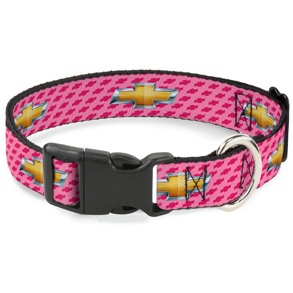 Chevy Gold Bowtie Logo Pink Plastic Clip Collar 1