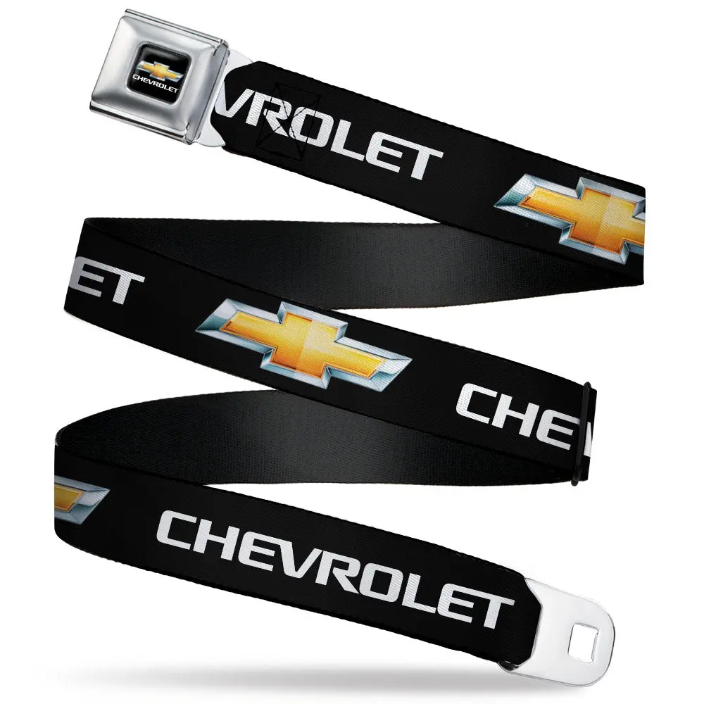 Chevrolet Bowtie Black & Gold Seatbelt Belt 1