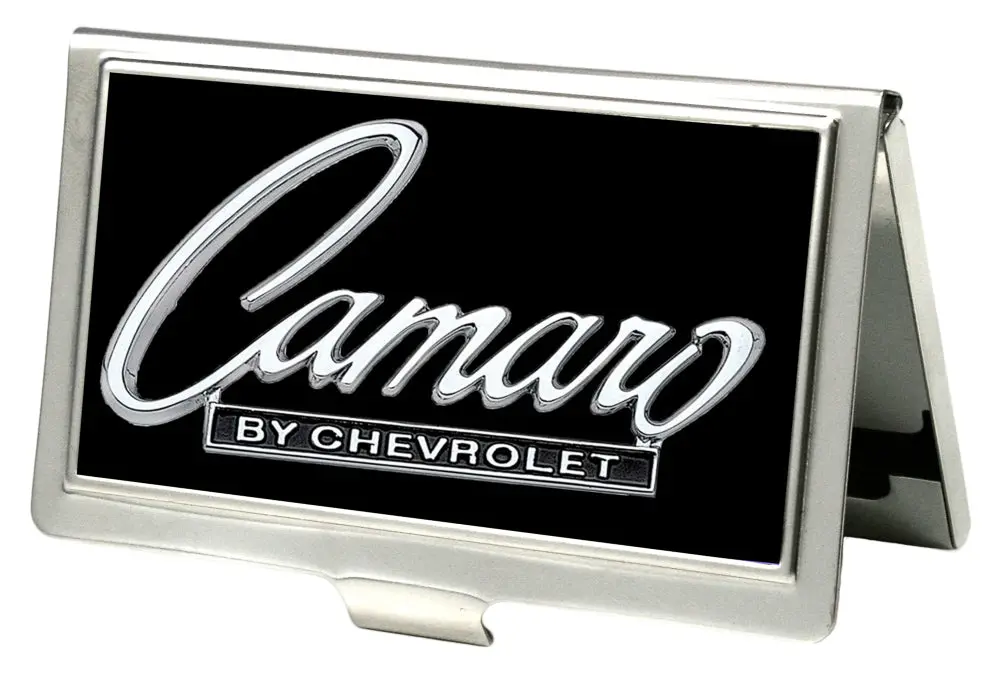 1969 Camaro Script Emblem Fcg Black & Silver Business Card Holder - Small 1