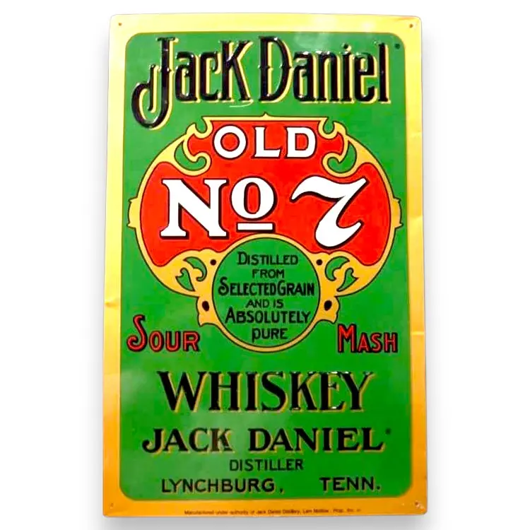 Jack Daniel Old No 7 Whiskey Porcelain Enamel Vintage Metal Reproduction 1