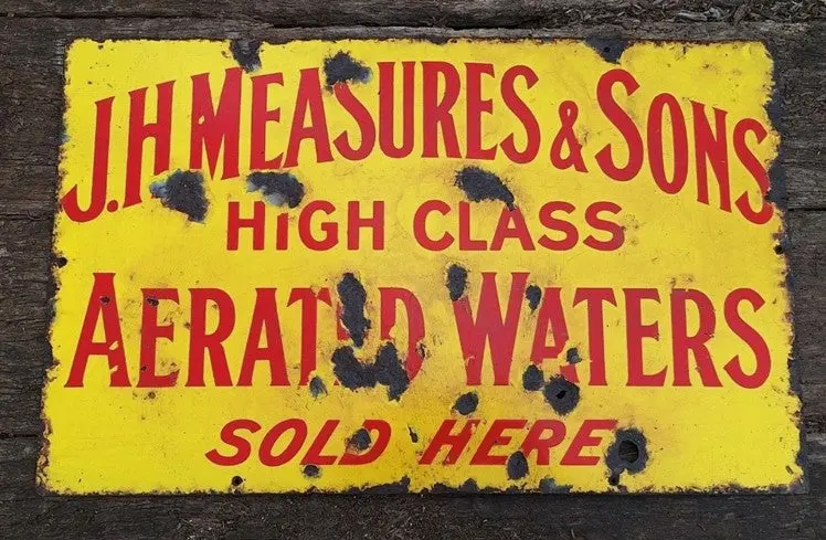 Jh Measures Aerated Water Porcelain Enamel Vintage Metal Reproduction 1