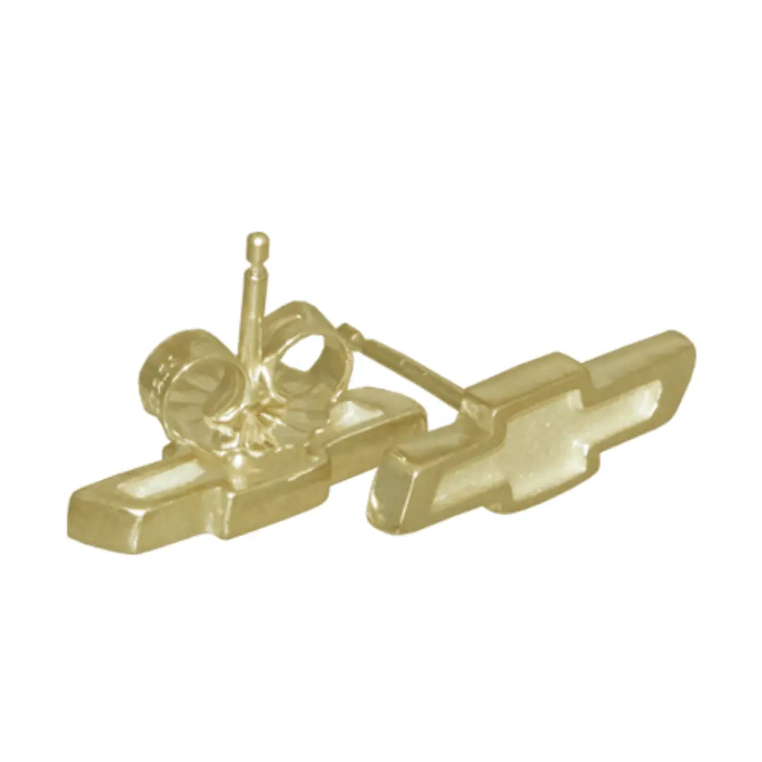 Chevy Bowtie Emblem | 14K Gold | 1/2" Post Earrings 1