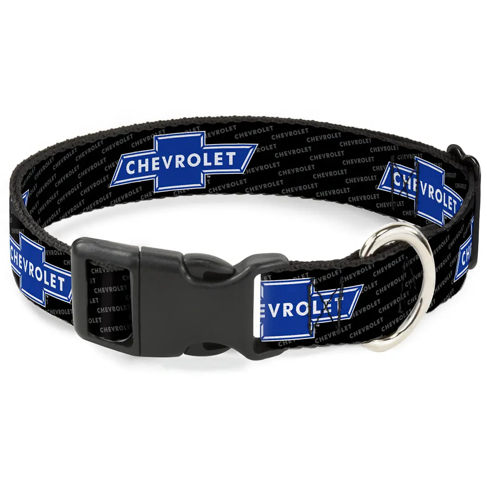 Chevy Bowtie Blue & Black Plastic Clip Collar 1