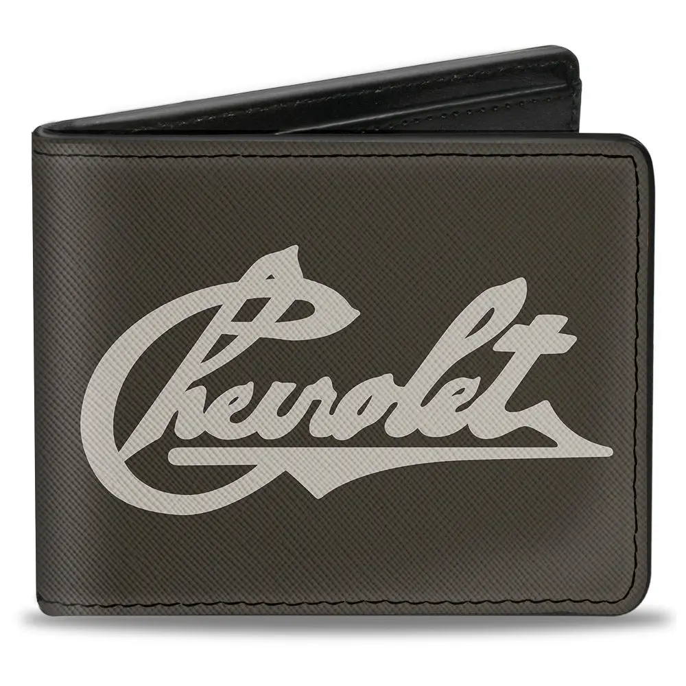Chevrolet Heritage Script Charcoal & Tan Bi-Fold Wallet 1