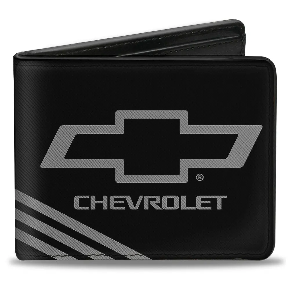 Chevrolet Bowtie 3-Stripe Black & Charcoal Bi-Fold Wallet 1