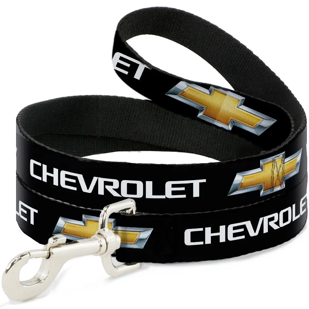 Chevy Bowtie Black & Gold Logo Dog Leash 1
