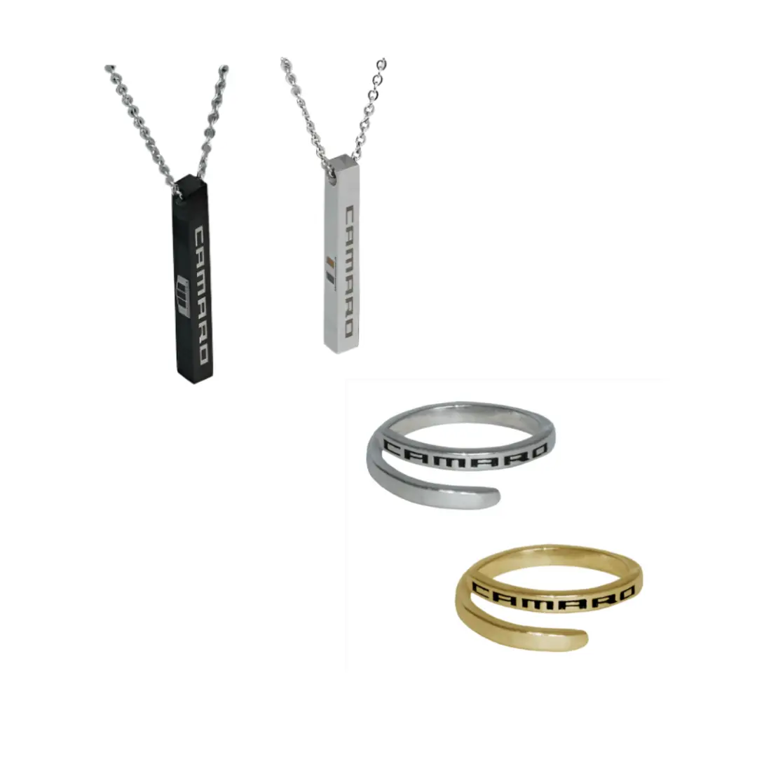 Ladies Camaro Wrap Ring & Emblem Bar Necklace Bundle 1