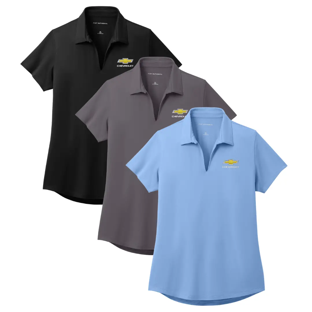 Ladies Chevrolet Gold Bowtie City Stretch Polo 1