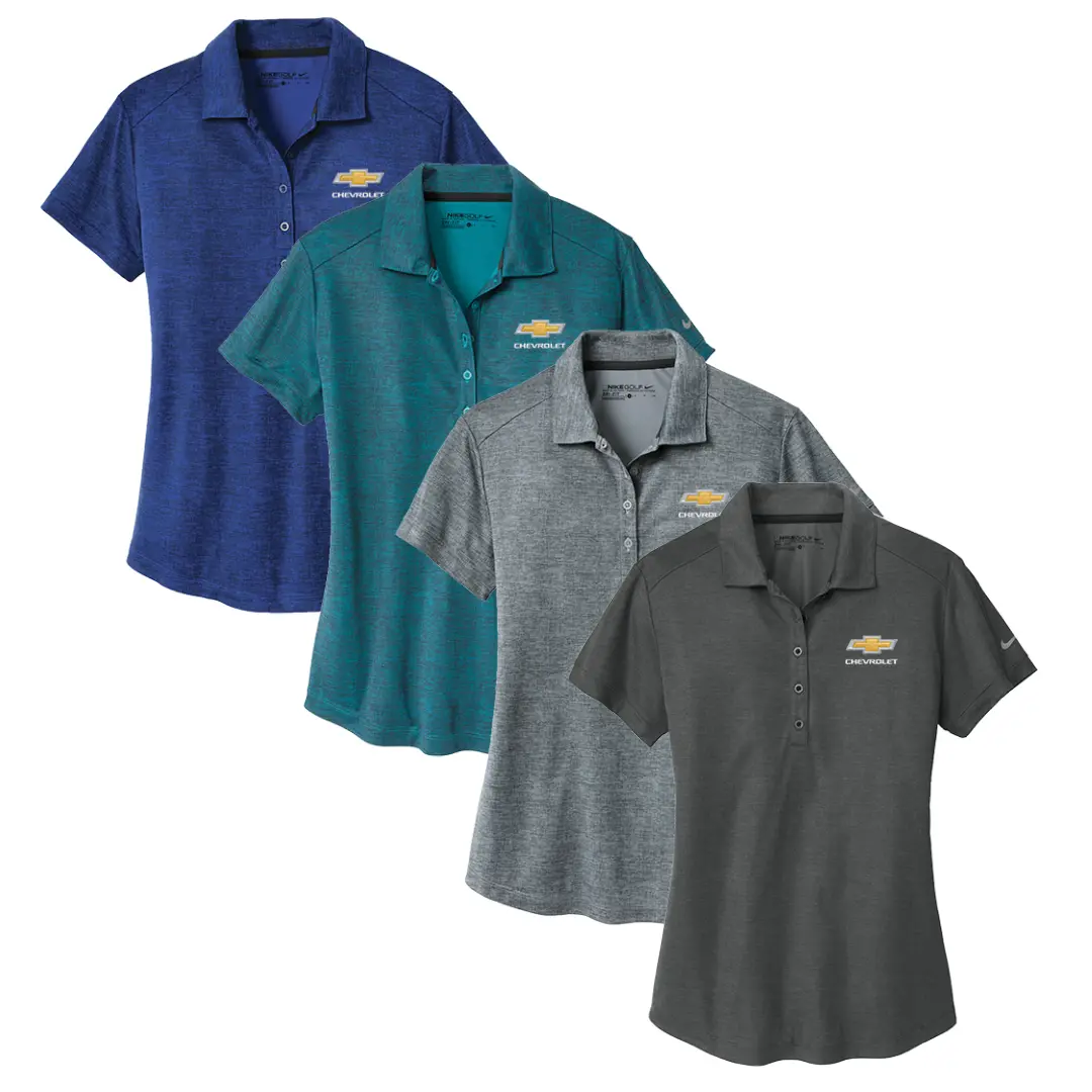 Ladies Chevrolet Gold Bowtie Nike Golf Dri-Fit Crosshatch Polo 1