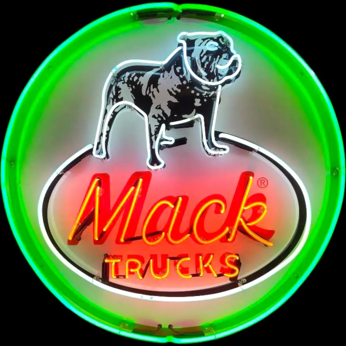 Mack Trucks Vintage Glass Neon Porcelain With Steel Can Reproduction 1