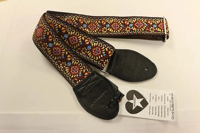 Souldier Hendrix Tobacco Guitar Strap *Black Leather Ends*  *Free Shipping In The Usa* 1