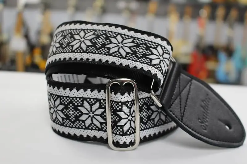 Souldier Strap Poinsettia Black On White  W/ Black Leather Ends *Free Shipping In The Usa* 1