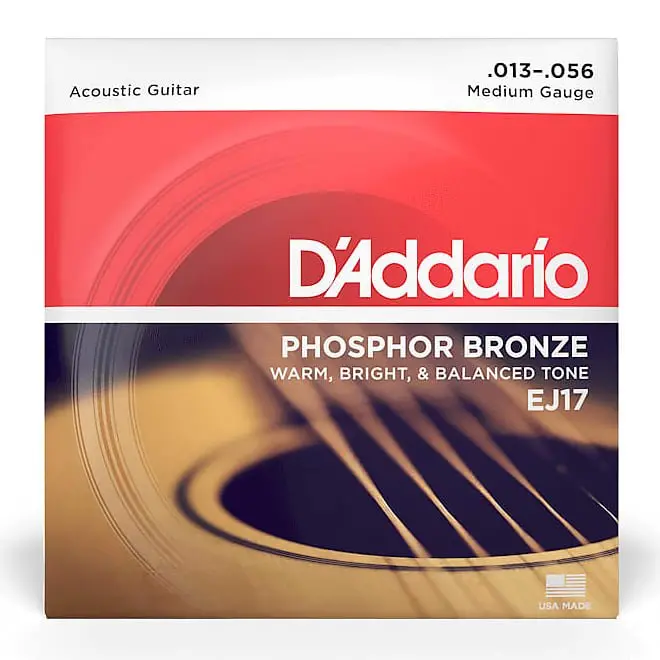 D'addario Ej17 Phosphor Bronze Medium Acoustic Guitar Strings, .013 - .056 1