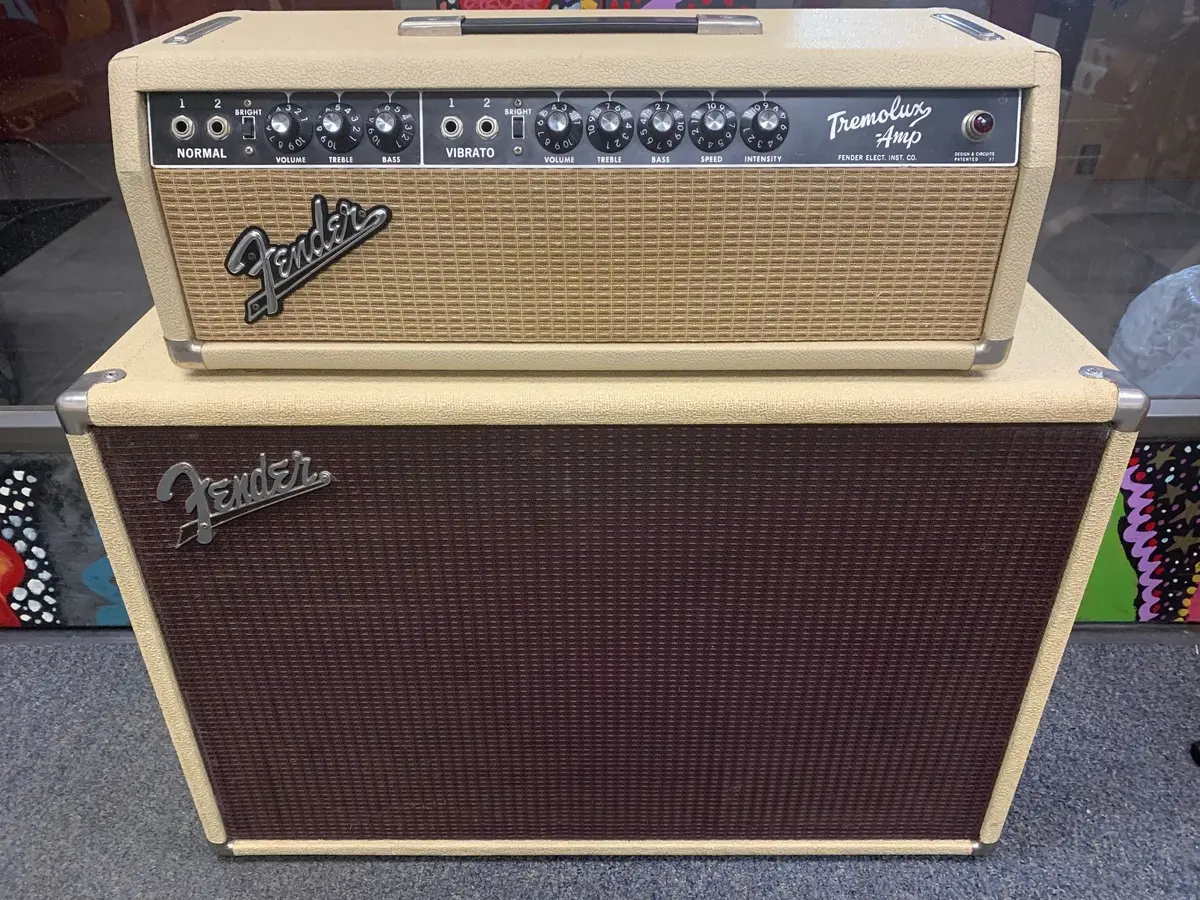 1964 Fender Tremolux Amp Head & Blonde 2X12 Cab With Oxford Speakers 1