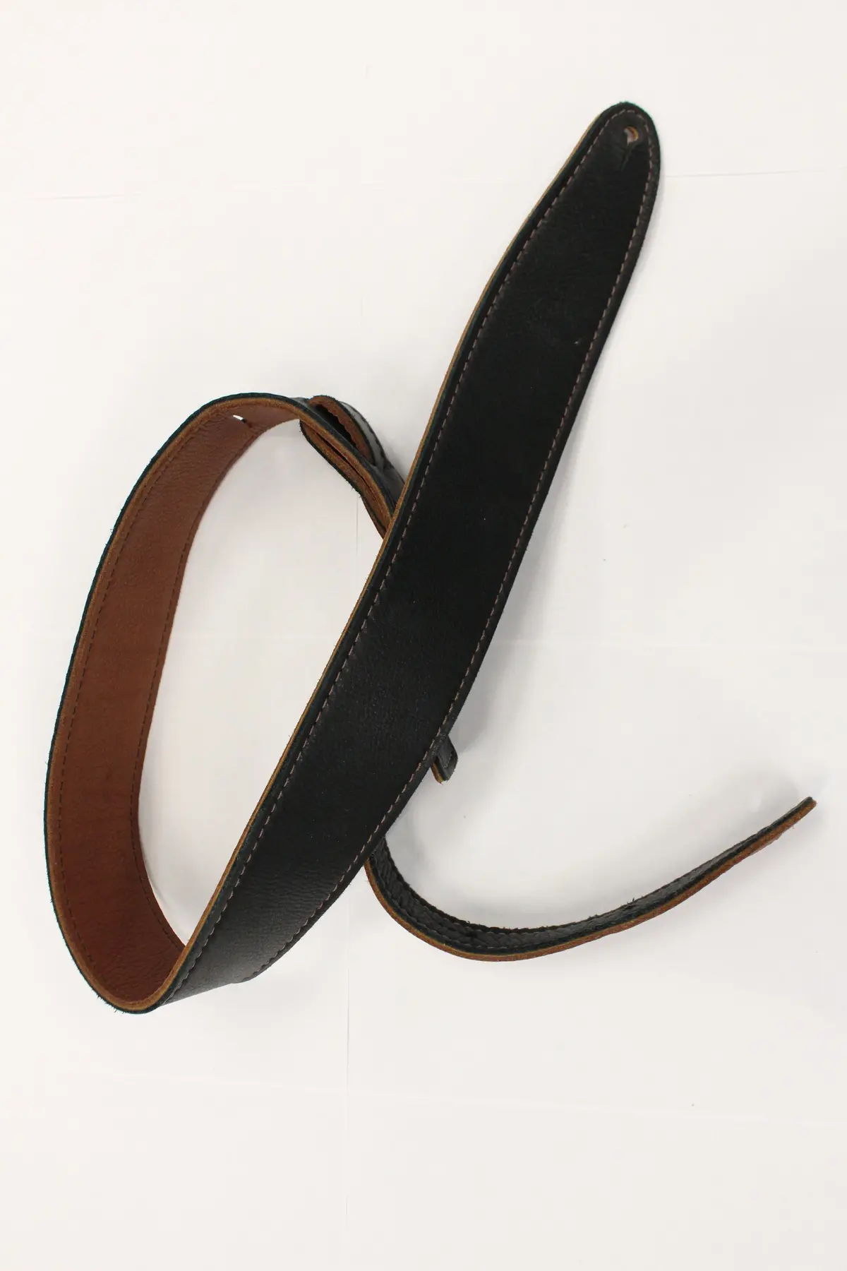 El Dorado Black/Brown Leather Guitar Strap 1
