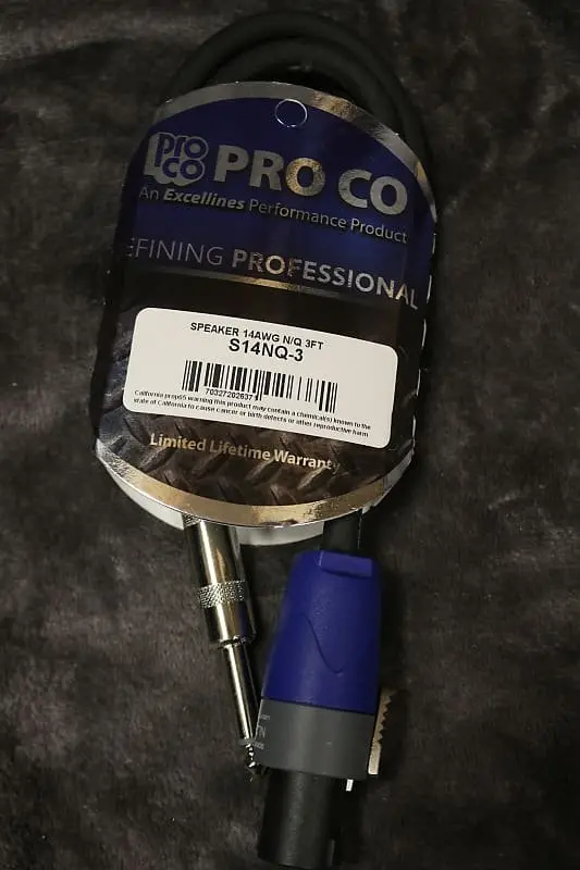 Pro Co Speaker Cable S14nq 14 Awg N/Q 3Ft *Free Shipping In The Usa* 1