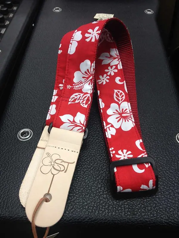 Sherrin's Threads Red Hibiscus 1.5" Ukulele Strap *Free Shipping In The Usa* Ukulele 1