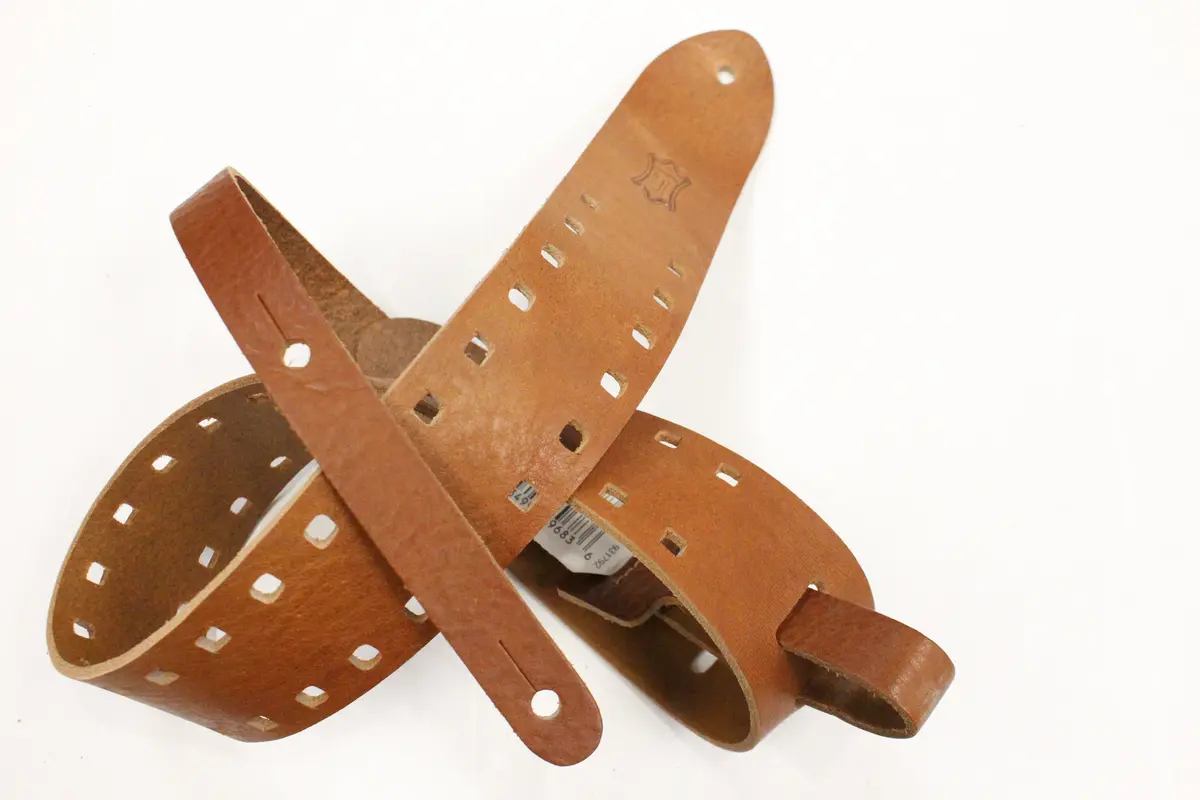 Levy's M12spov Veg-Tan Leather Guitar Strap, Tan 1