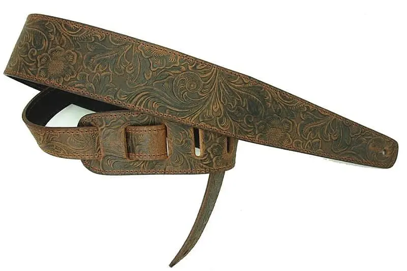 Lm Products Guitar Strap Tooled Leather Guitar Strap Brown Western Pattern Ls-2304T *Free Shipping In The Usa* 1