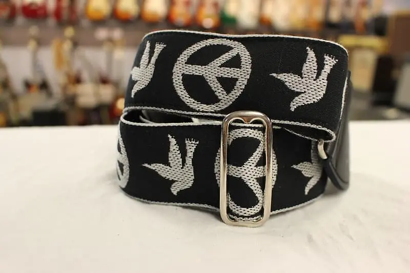 Souldier Guitar Strap Peace Dove Black/White W/ Black Leather Ends *Free Shipping In The Usa* 1