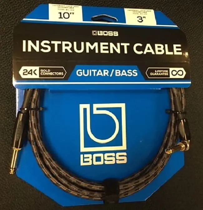 Boss Bic-10A 1/4" Straight To Right-Angle Guitar/Instrument Cable - 10' *Free Shipping In The Usa* 1