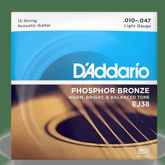 D'addario Ej38 12-String Phosphor Bronze Light Acoustic Guitar Strings 1