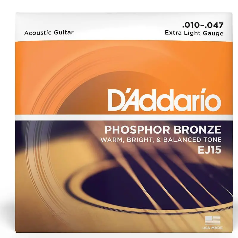 D'addario Ej15 Phosphor Bronze Acoustic Guitar Strings, Extra Light Gauge 1