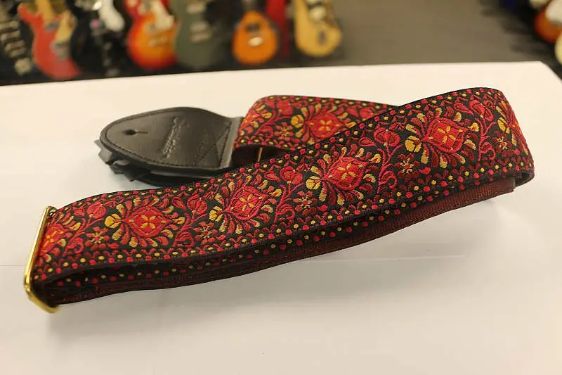 Souldier Hendrix Maroon Guitar Strap With Black Leather Ends Gold Hardware*Free Shipping In The Usa* 1