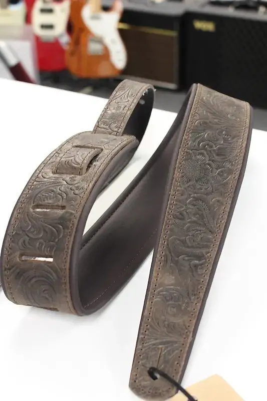 Lm Products Premier Leather Guitar Strap Brown Western Tooled Pm-13 *Free Shipping In The Usa* 1
