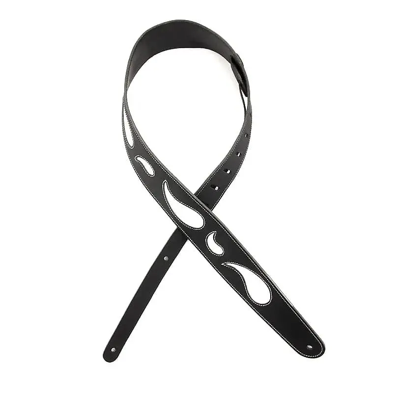 D'addario 2.5" Leather Guitar Strap Paisley Black And White L25w1411 1
