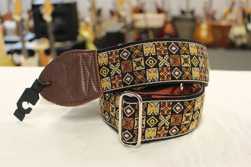 Souldier Guitar Strap Woodstock Gold W/ Brown Leather Ends *Free Shipping In The Usa* 1