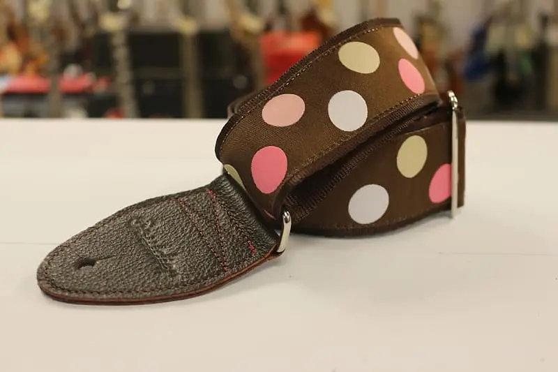 Souldier Guitar Strap Polka Dots Pink Brown Leather Ends *Free Shipping In The Usa* 1