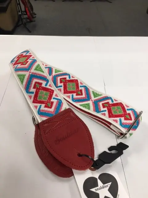 Souldier Diamante Red Guitar Strap With Red Leather Ends *Free Shipping In The Usa* 1