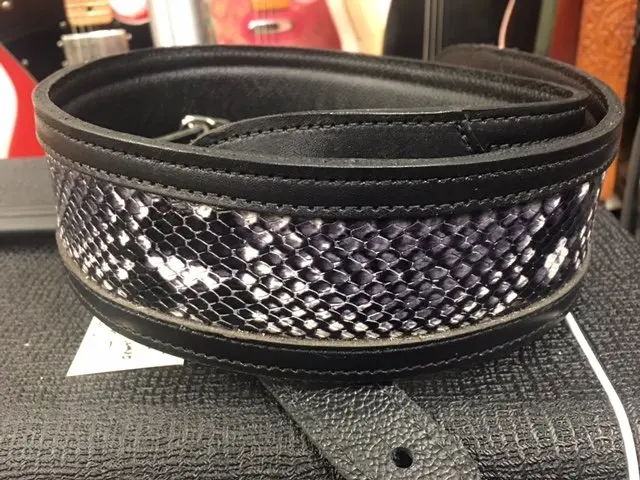 Lm Products Guitar Strap Framed Leather Snake Black Fls-Bk  *Free Shipping  In The Usa* 1