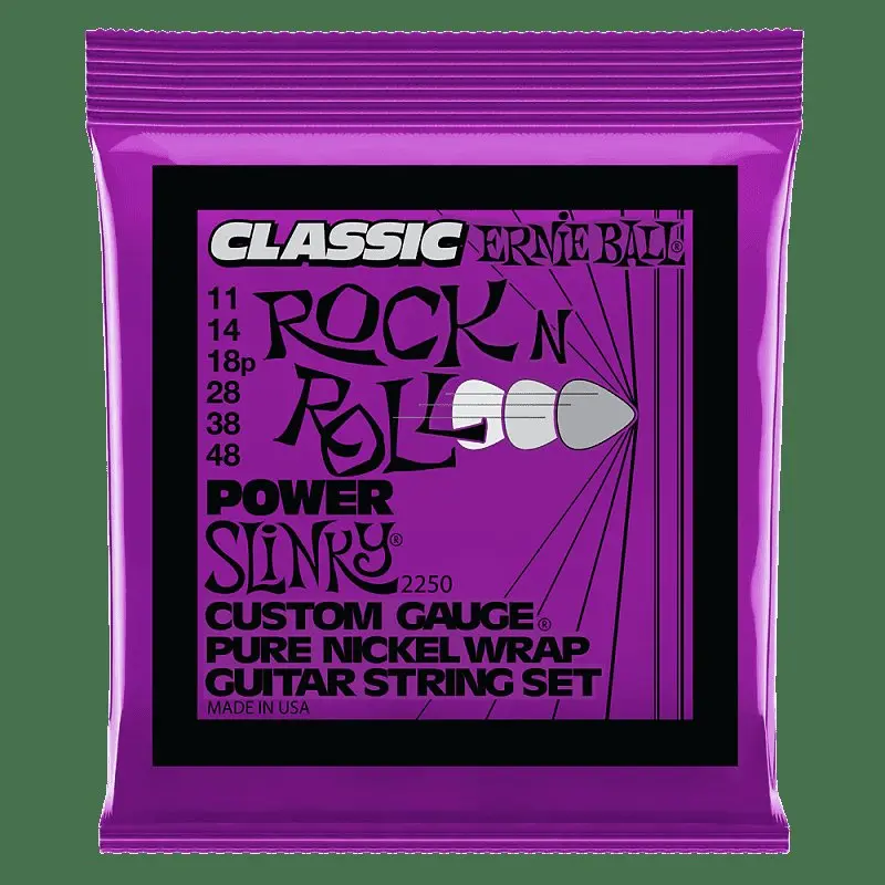 Ernie Ball 2250 Classic Power Slinky Pure Nickel Wrap Electric Guitar Strings, .011 - .048 1