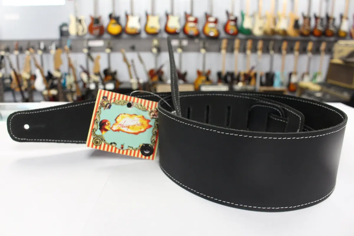 Henry Heller Hbl25-Blk Guitar Strap Black With White Stitching *Free Shipping In The Us* 1