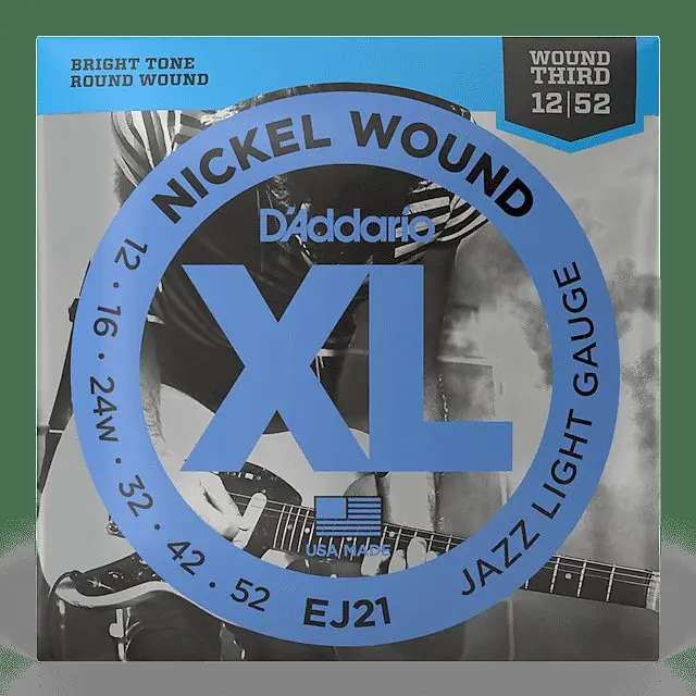 D'addario Ej21 Xl Nickel Wound Electric Guitar Strings, Jazz Light Gauge Standard 1