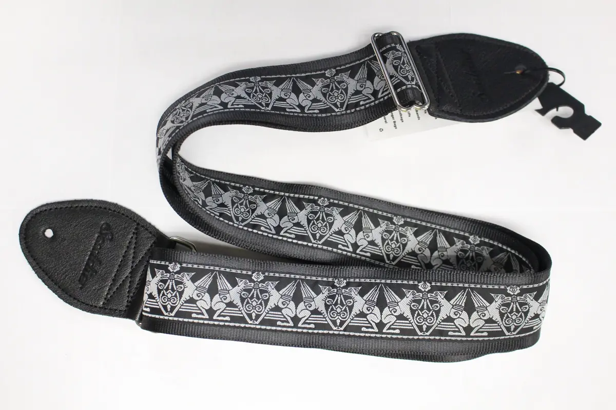 Souldier Guitar Strap Argus Black With Black Leather Ends *Free Shipping In The Usa* 1