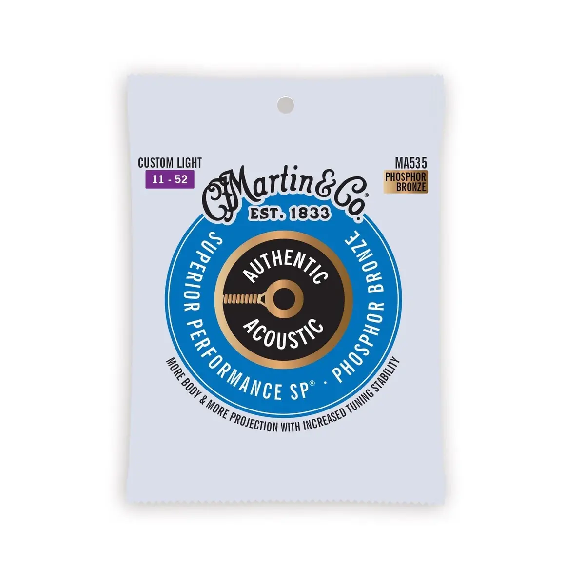 Martin Ma535 Authentic Acoustic Sp Guitar Strings Phosphor Bronze  .011-.052 1
