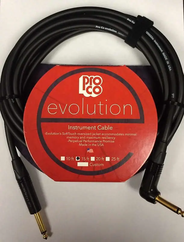 Pro Co Evolution Evlgcln-15 Instrument Cable 15 Ft Angle/Straight *Free Shipping In The Usa* 1