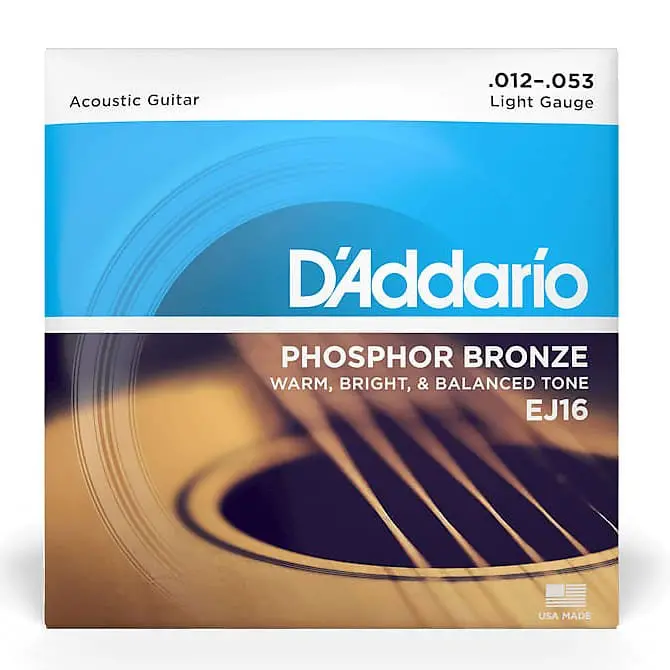 D'addario Ej16 Phosphor Bronze Light Acoustic Guitar Strings, .012 - .053 1