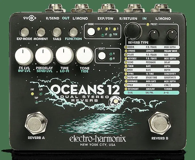 Electro-Harmonix Oceans 12 Dual Stereo Reverb Guitar Effects Pedal *Free Shipping In The Usa* 1