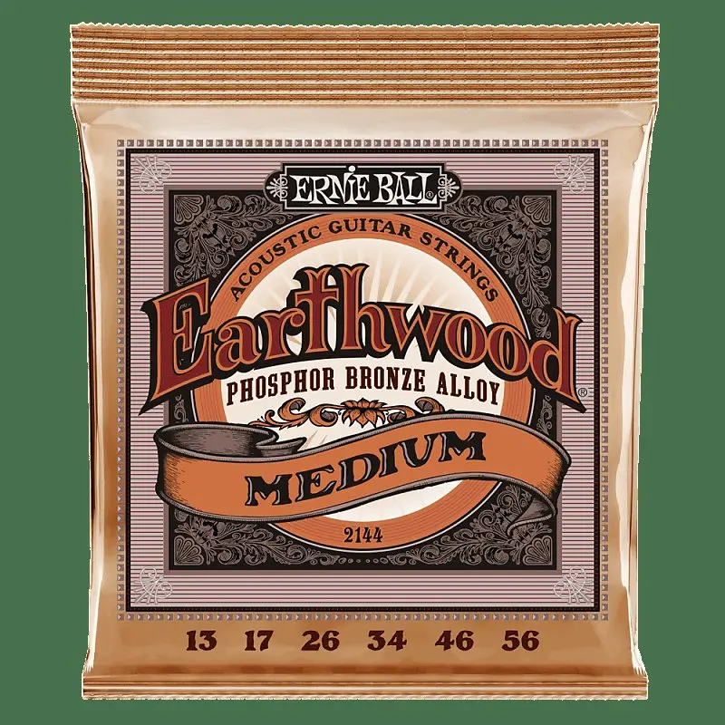 Ernie Ball Earthwood Phosphor Bronze Medium Acoustic Guitar Strings (13-56) Po2144 1