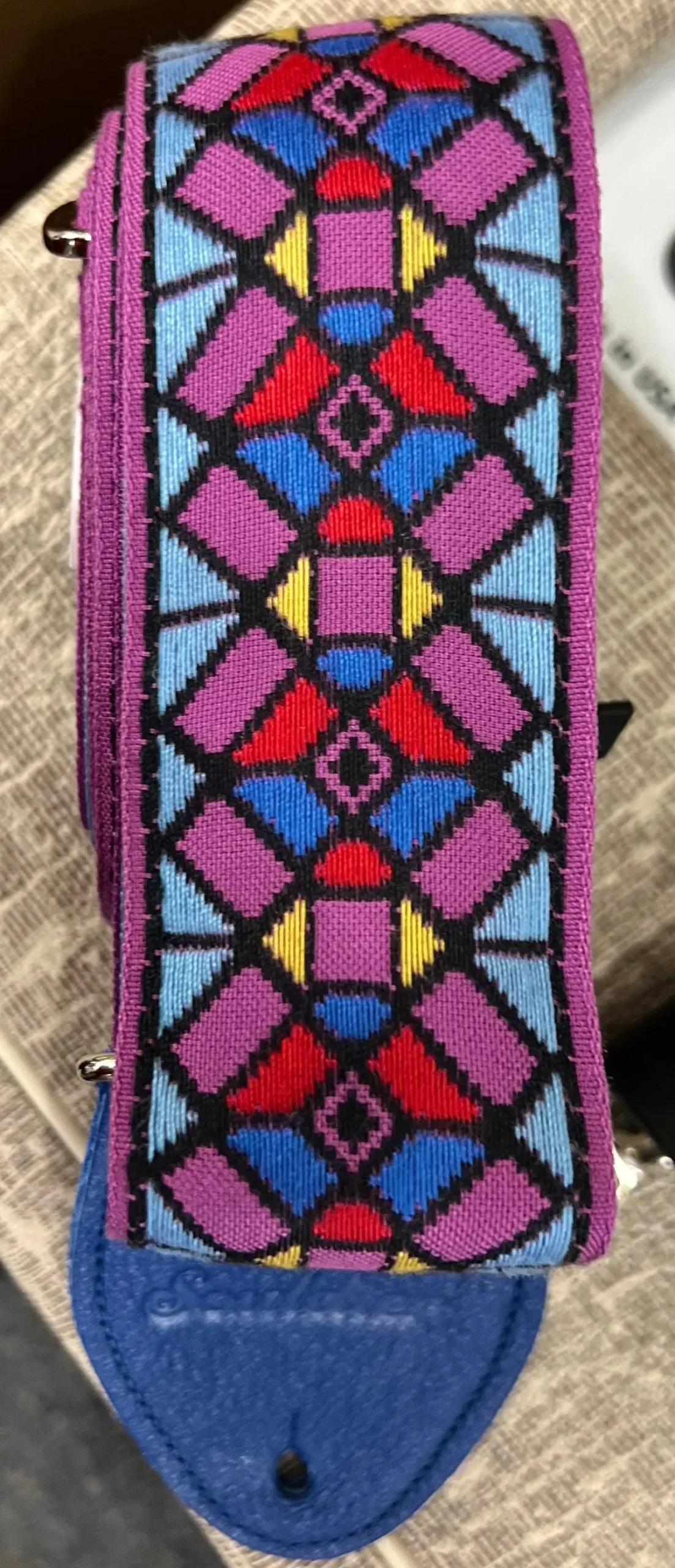 Souldier Straps Stained Glass Purple With Blue Leather Ends *Free Shipping In The Usa* 2