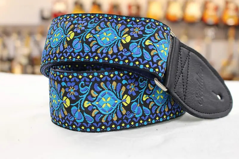 Souldier Hendrix Blue Guitar Strap With Black Leather Ends *Free Shipping In The Usa* 1